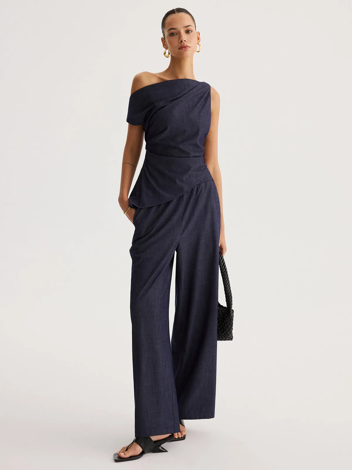 Asymmetrical Off-Shoulder Top & Pants Set sold by COMMENSE product image thumbnail 2