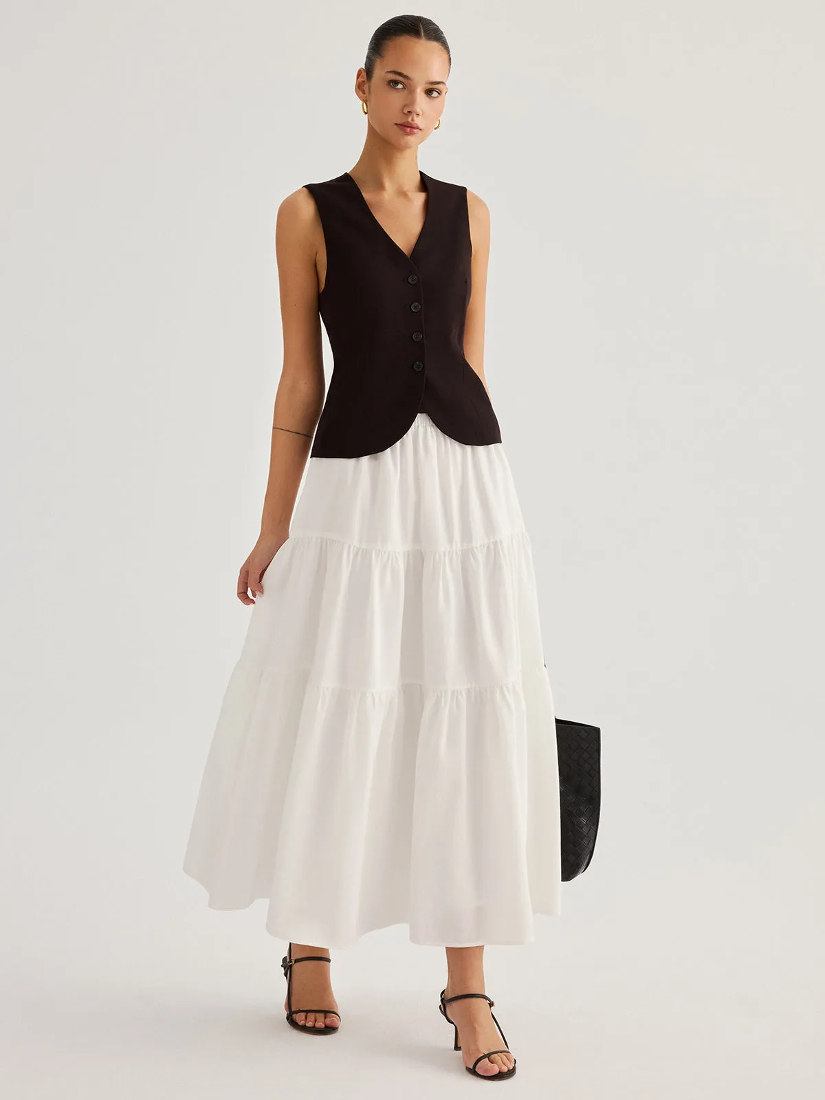 Tencel Blend Tiered Maxi Skirt sold by COMMENSE product image thumbnail 2