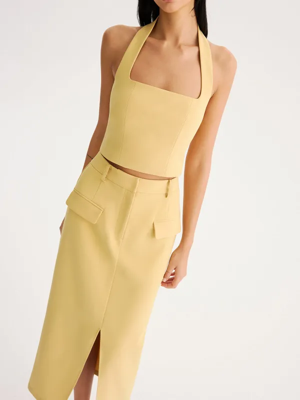 Halter Crop Top & Slit Midi Skirt Set made by COMMENSE
