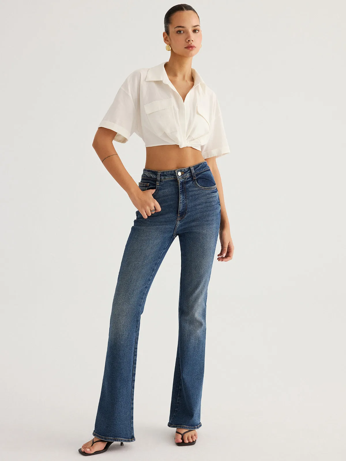 Twisted Cropped Short Sleeve Shirt sold by COMMENSE product image thumbnail 5