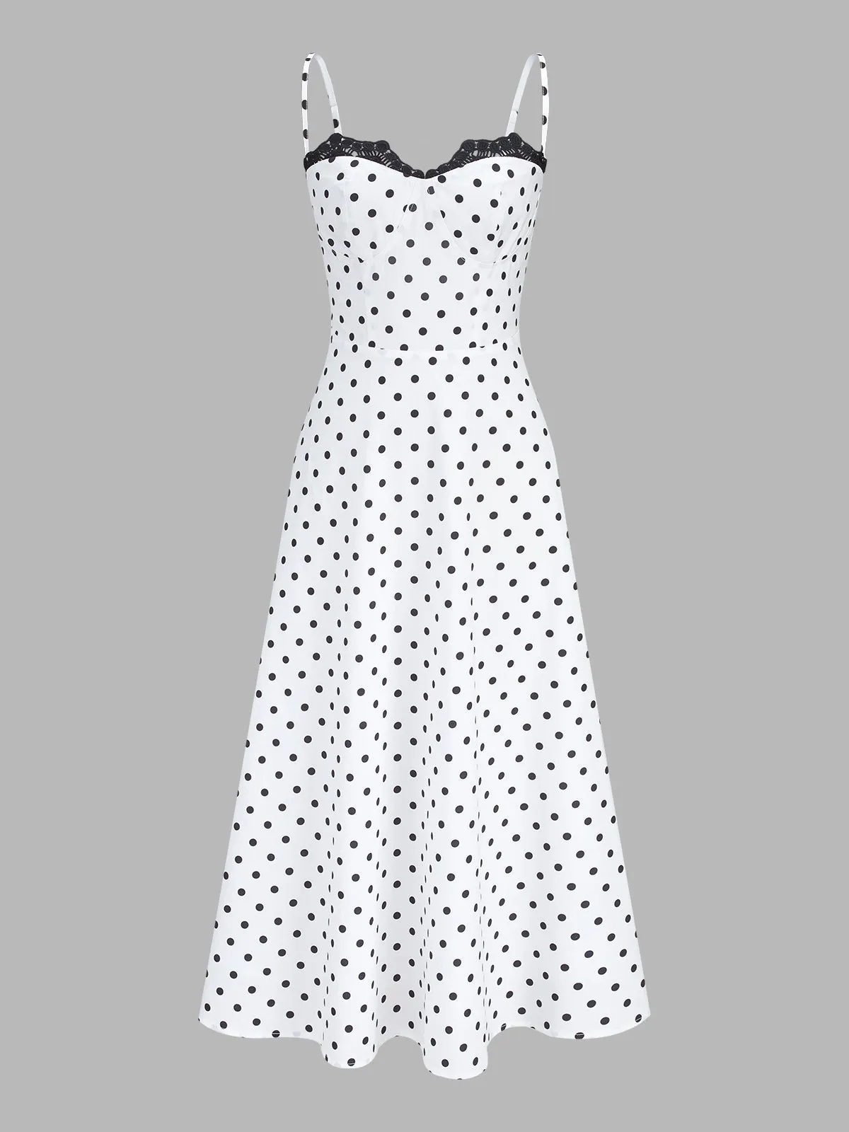 Polka Dot Lace Trim Cami Maxi Dress sold by COMMENSE product image thumbnail 2