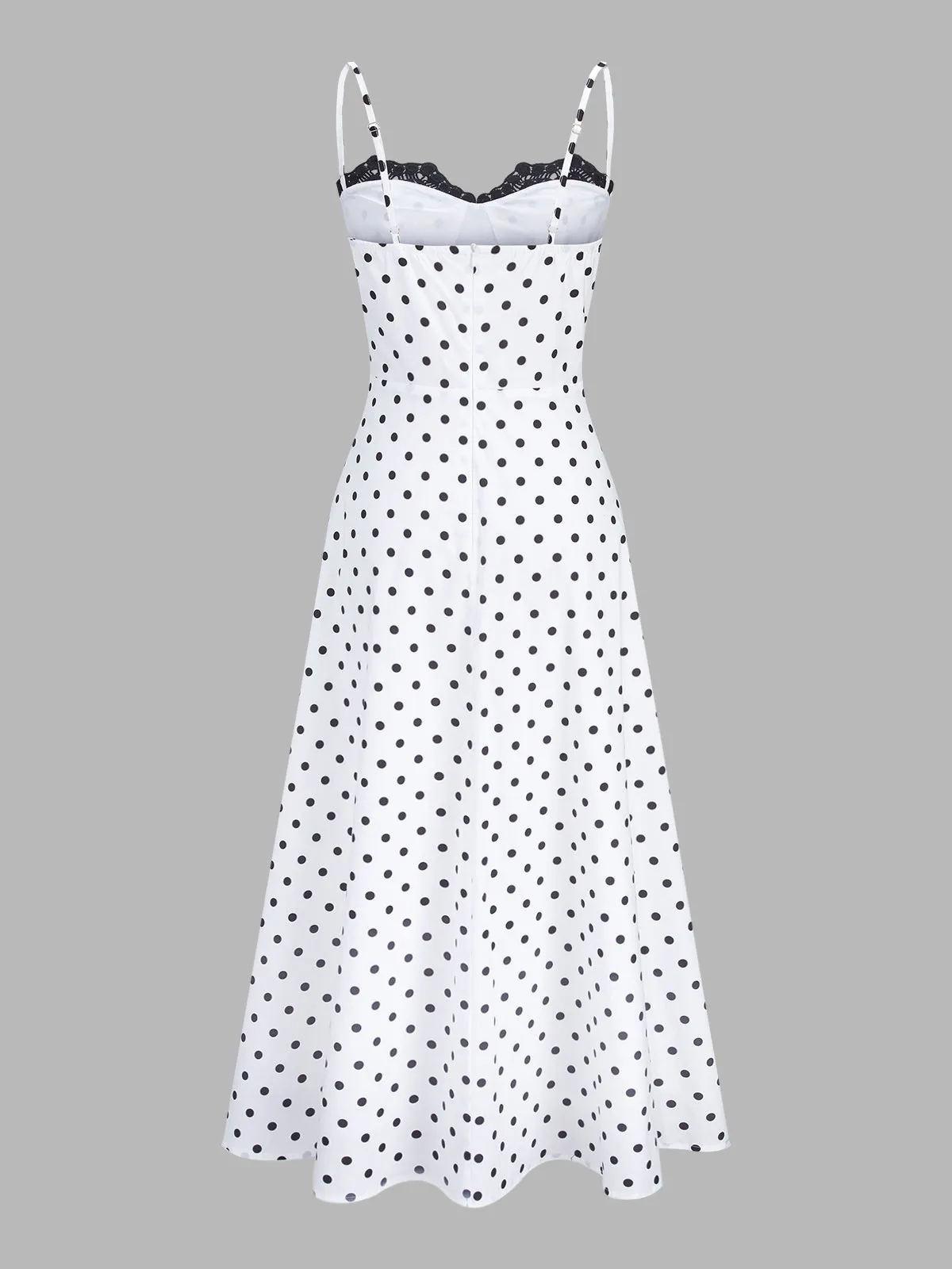 Polka Dot Lace Trim Cami Maxi Dress sold by COMMENSE product image thumbnail 3
