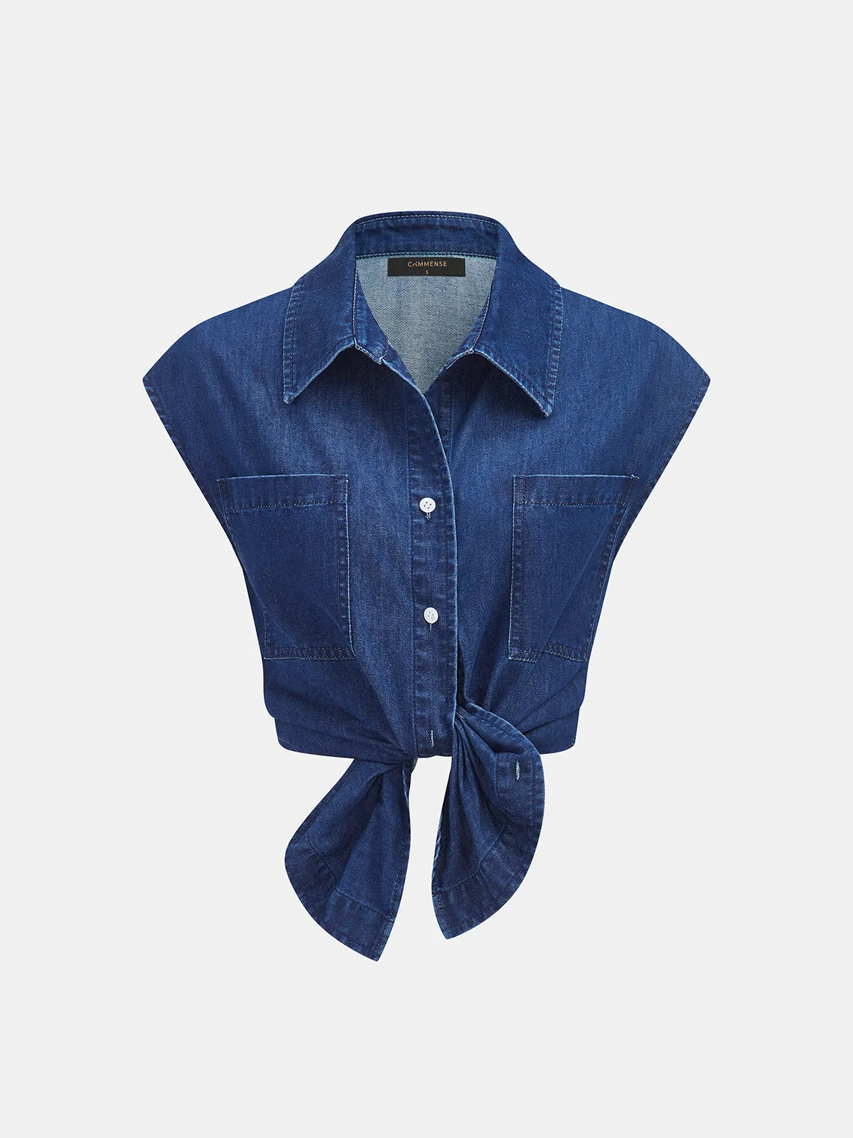 Sleeveless Denim Button Down Shirt sold by COMMENSE