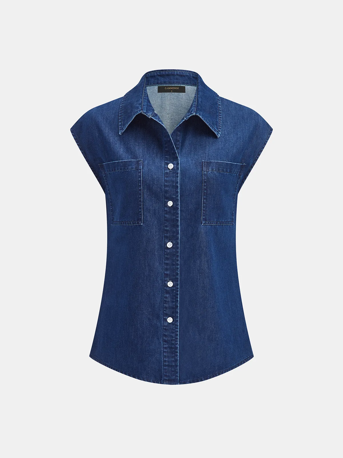 Sleeveless Denim Button Down Shirt sold by COMMENSE product image thumbnail 3