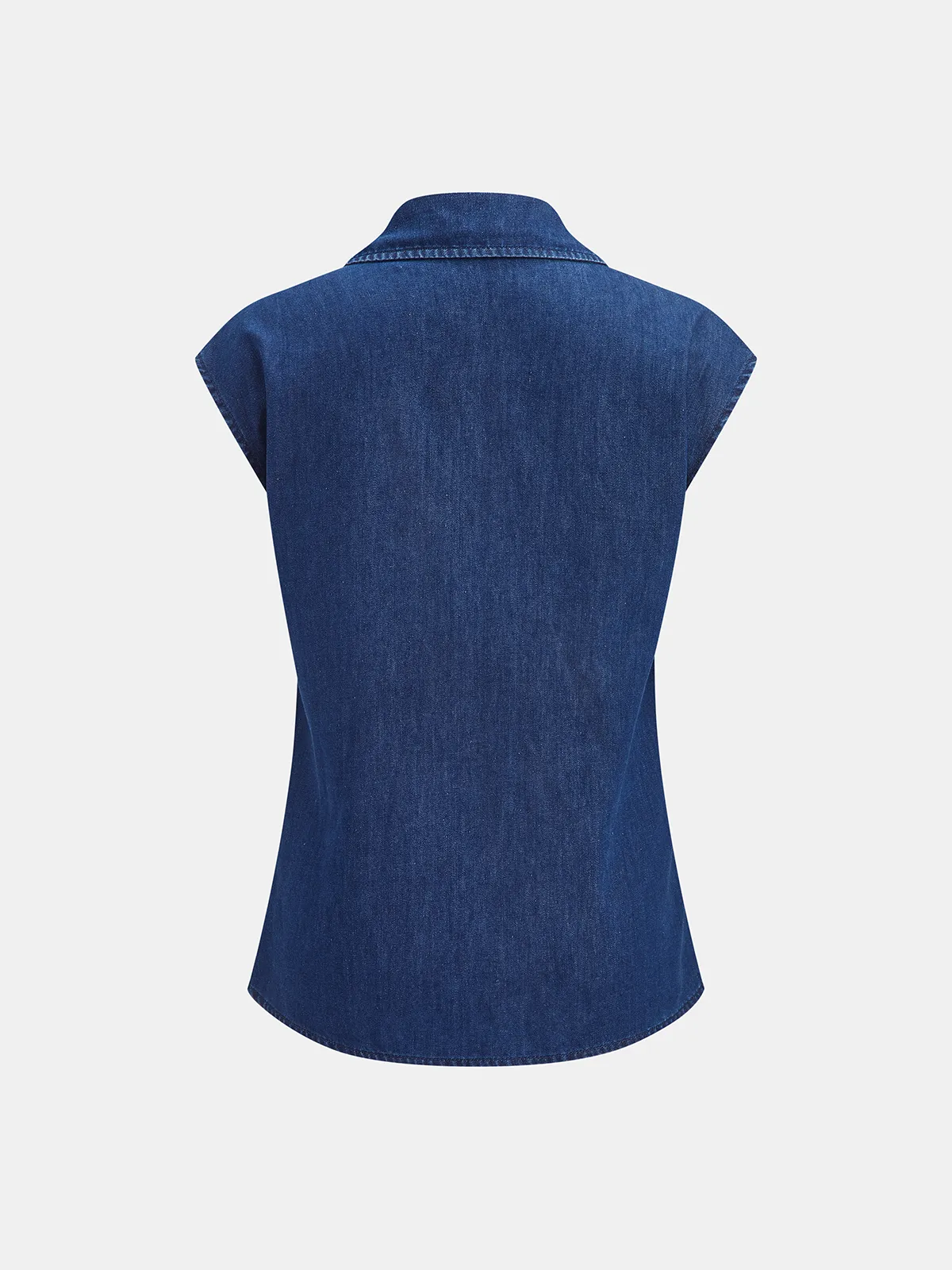 Sleeveless Denim Button Down Shirt sold by COMMENSE product image thumbnail 4