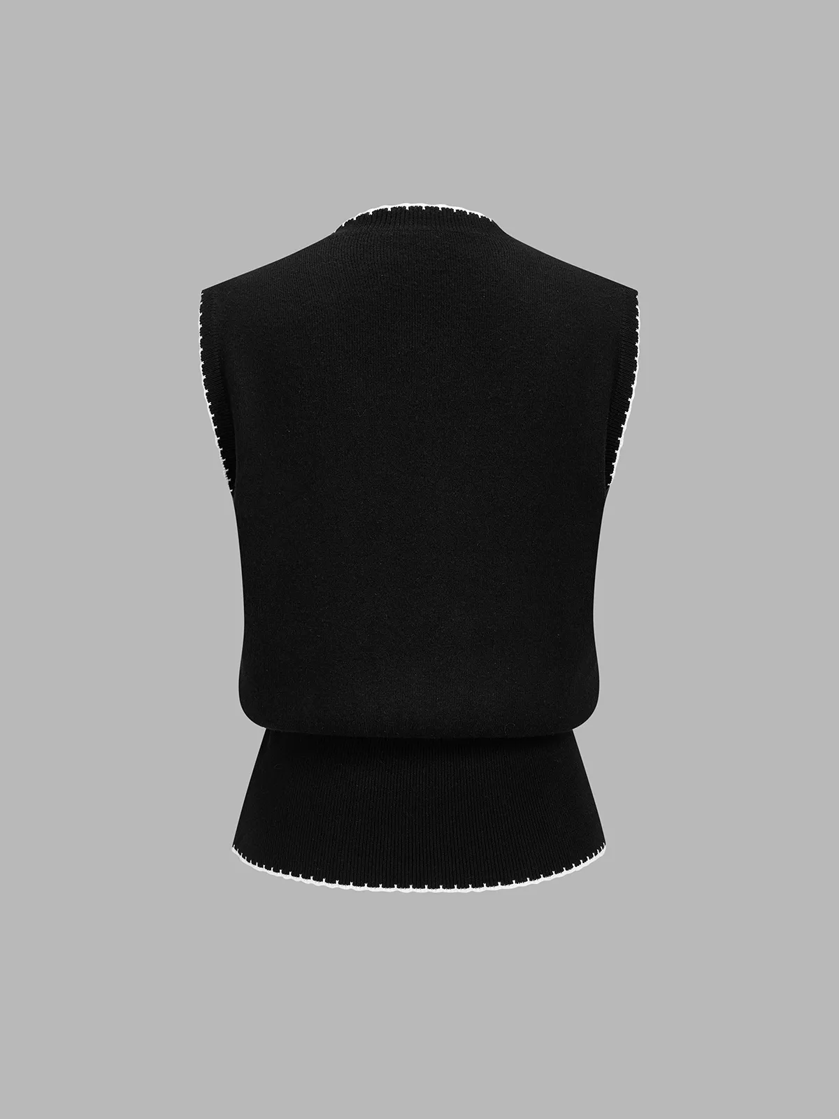 Contrast Trim V-Neck Sweater Vest sold by COMMENSE product image thumbnail 2