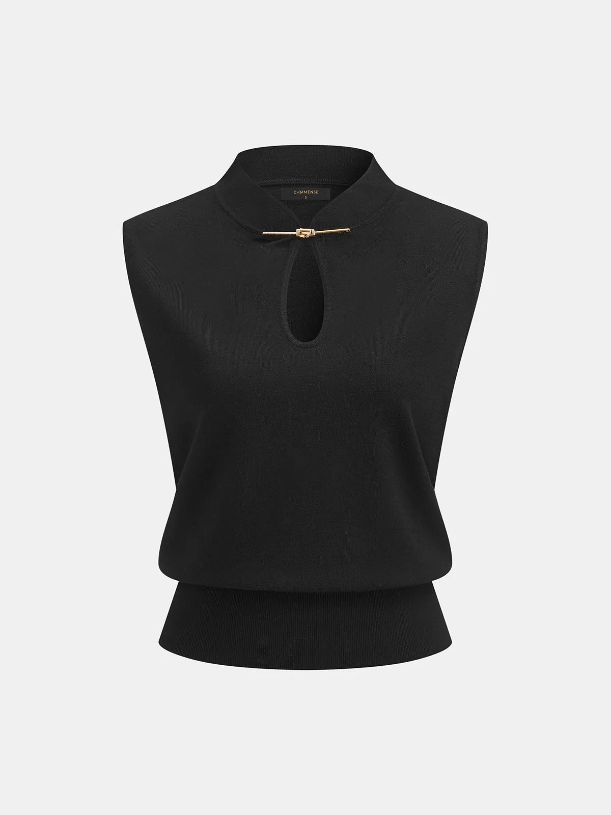 Mandarin Collar Keyhole Toggle Sweater Vest sold by COMMENSE