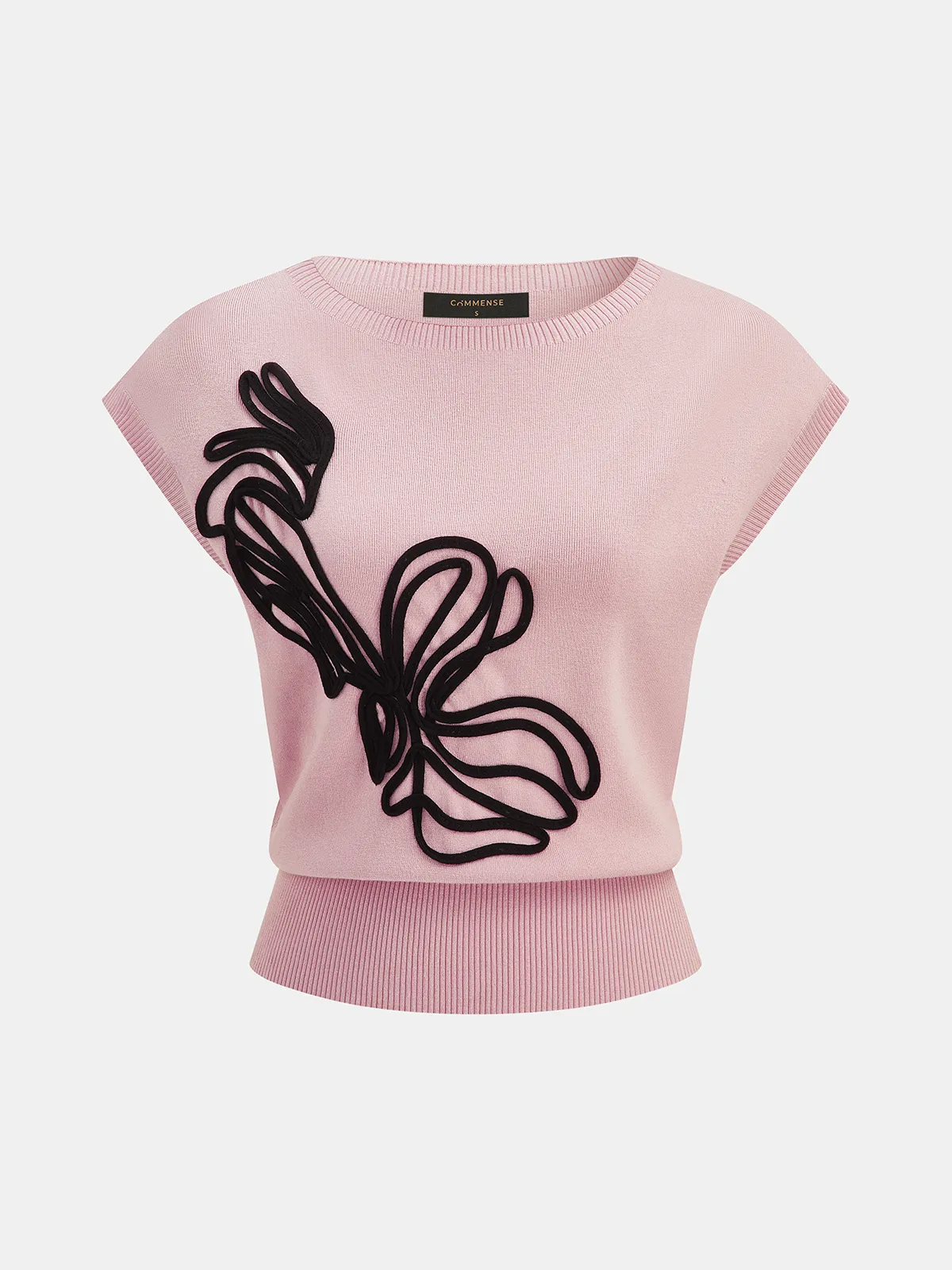 Abstract Applique Sleeveless Knit Top sold by COMMENSE product image thumbnail 2