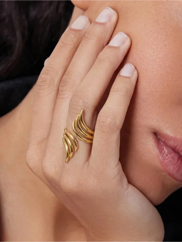 Wing-Shaped Open Statement Ring made by COMMENSE