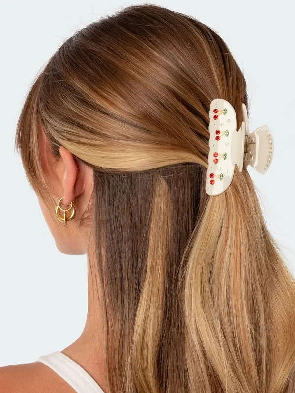 Large Cherry Rhinestone Hair Claw made by COMMENSE