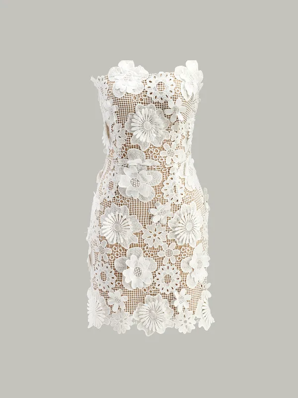 Strapless 3D Floral Lace Dress made by COMMENSE