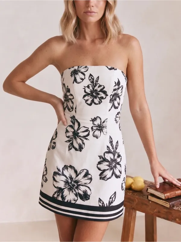 Floral Print Strapless Mini Dress made by COMMENSE