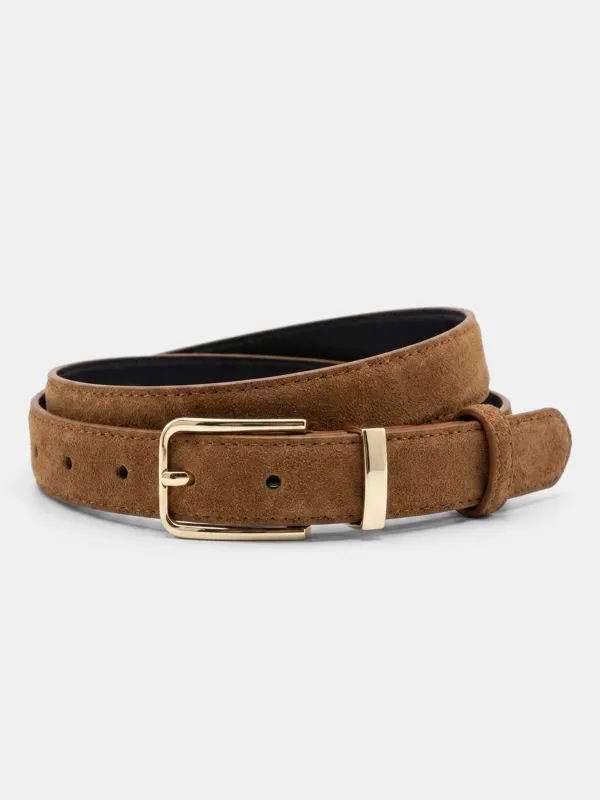 Classic Suede Leather Metal Buckle Belt made by COMMENSE