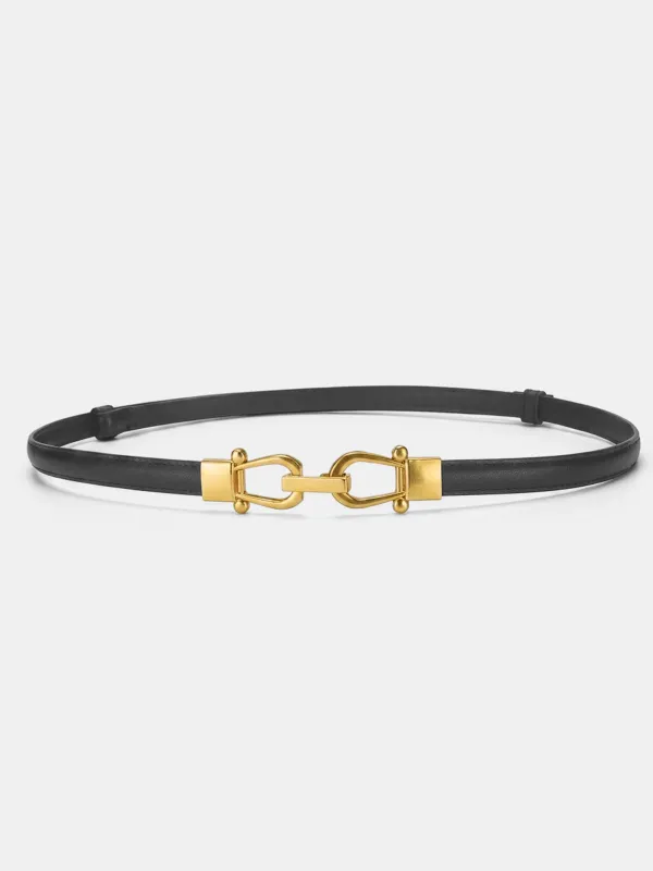 Thin Leather Metal Buckle Waist Belt made by COMMENSE