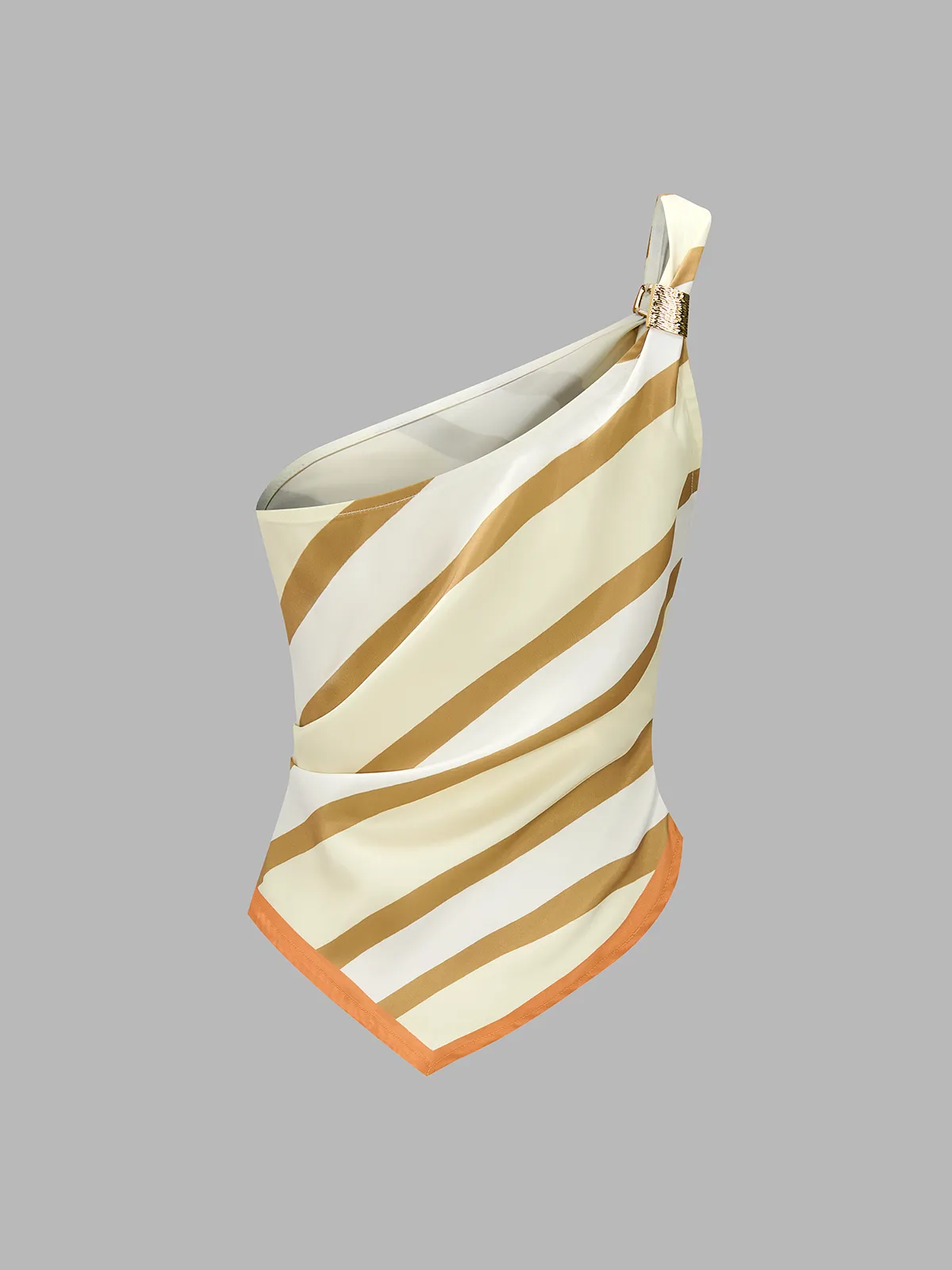 Striped One Shoulder Satin Top & Pants Set sold by COMMENSE product image thumbnail 3