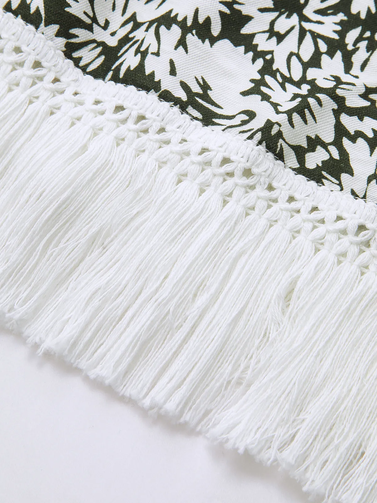 Fringe Hem Jungle Print Halter Maxi Dress sold by COMMENSE product image thumbnail 4