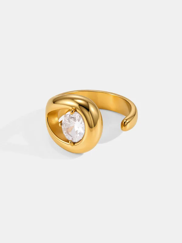 Open Cuff Zircon Statement Ring made by COMMENSE