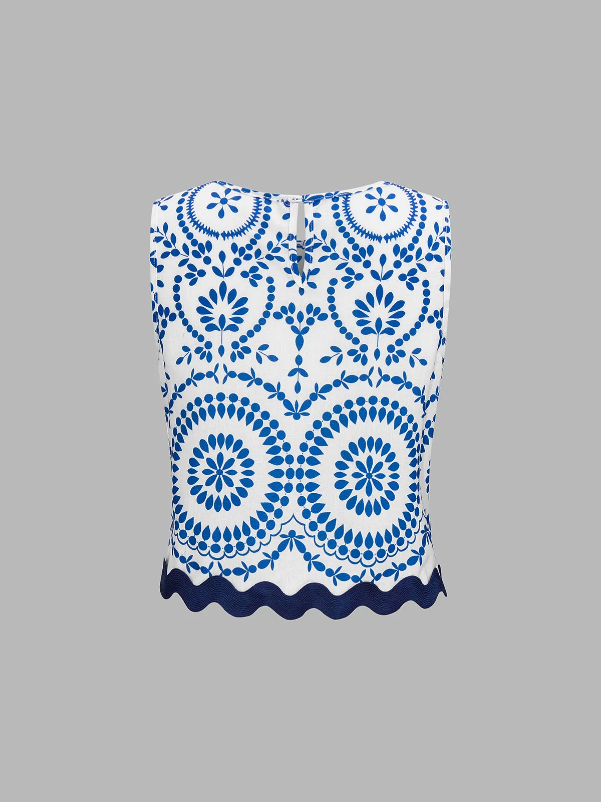 Scalloped Hem Printed Top & Pants Set sold by COMMENSE product image thumbnail 4