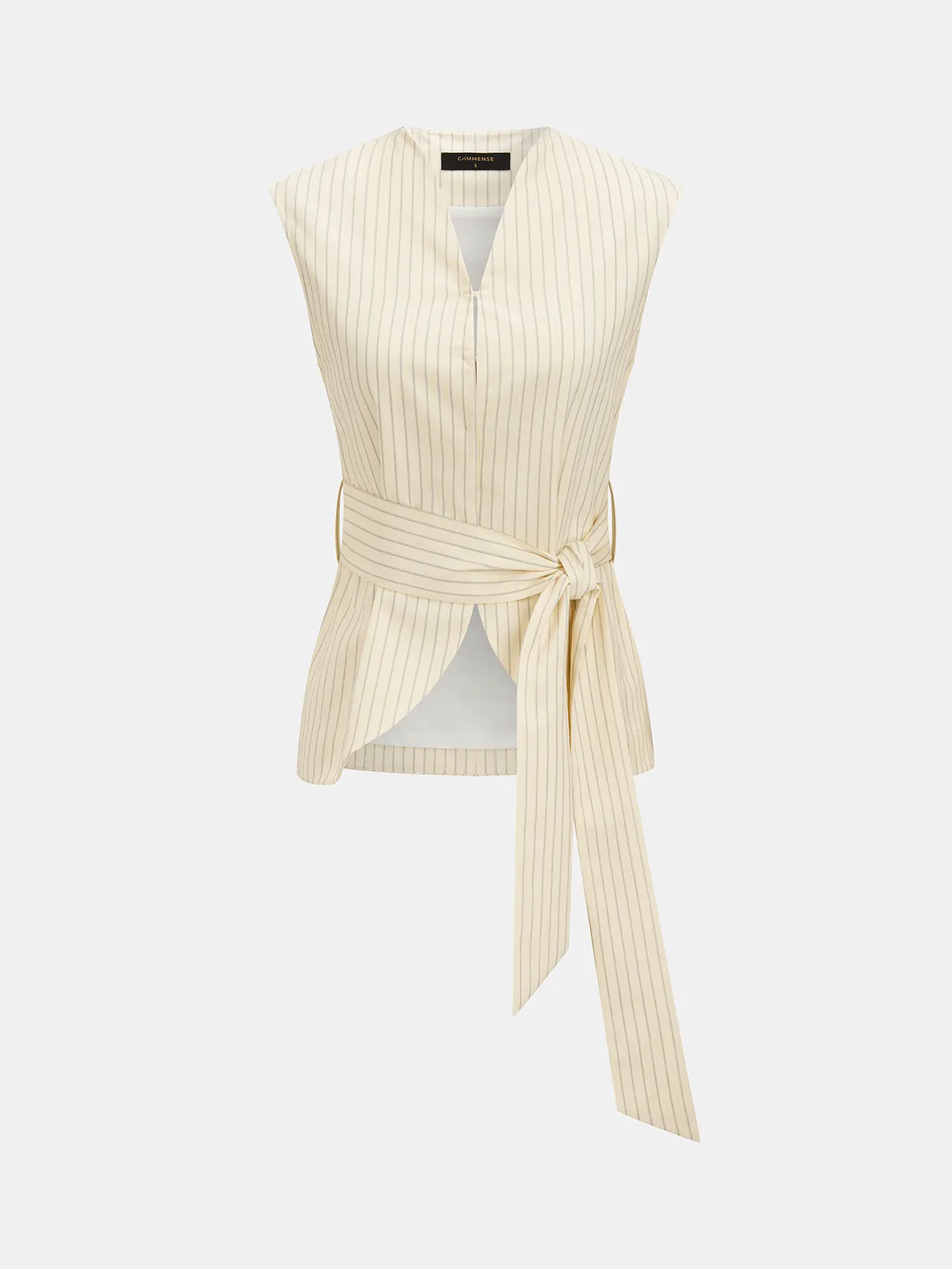 Striped Sleeveless Belted Top & Shorts Set sold by COMMENSE product image thumbnail 3