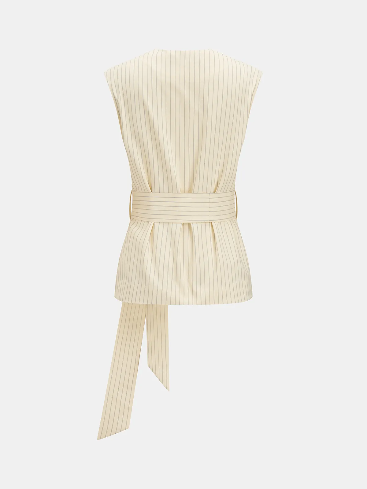 Striped Sleeveless Belted Top & Shorts Set sold by COMMENSE product image thumbnail 4
