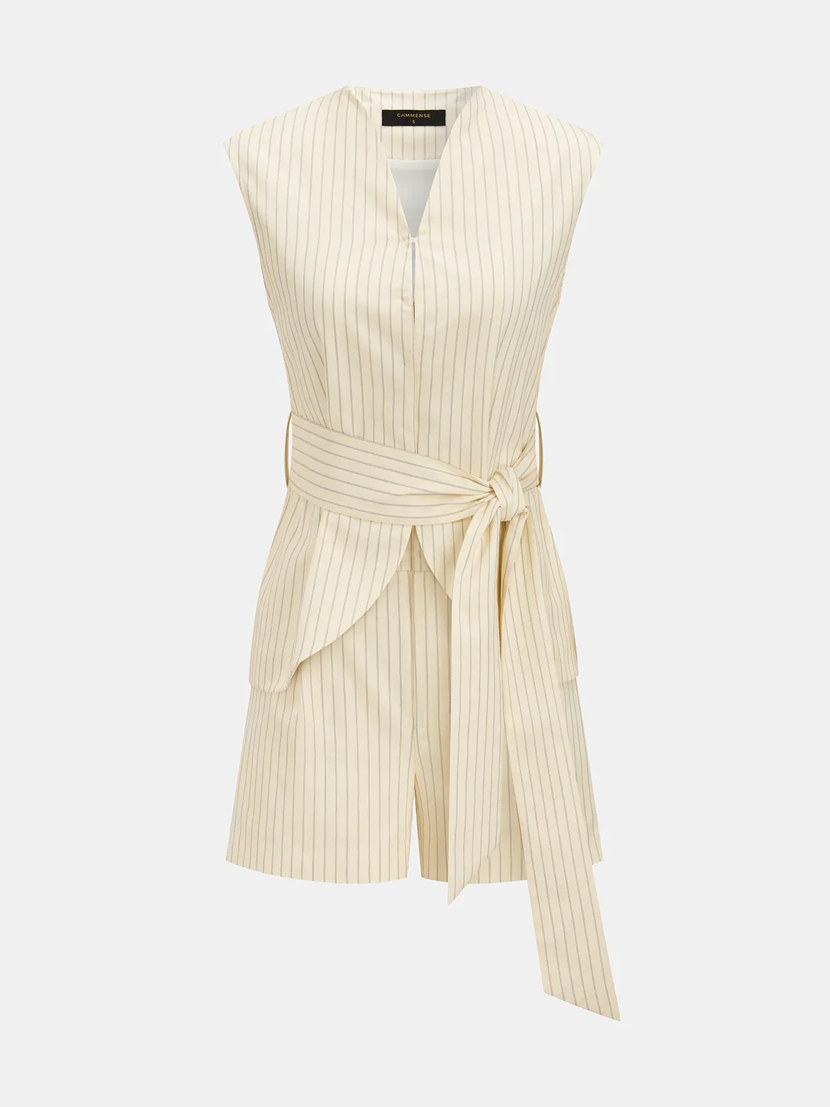 Striped Sleeveless Belted Top & Shorts Set sold by COMMENSE product image thumbnail 2