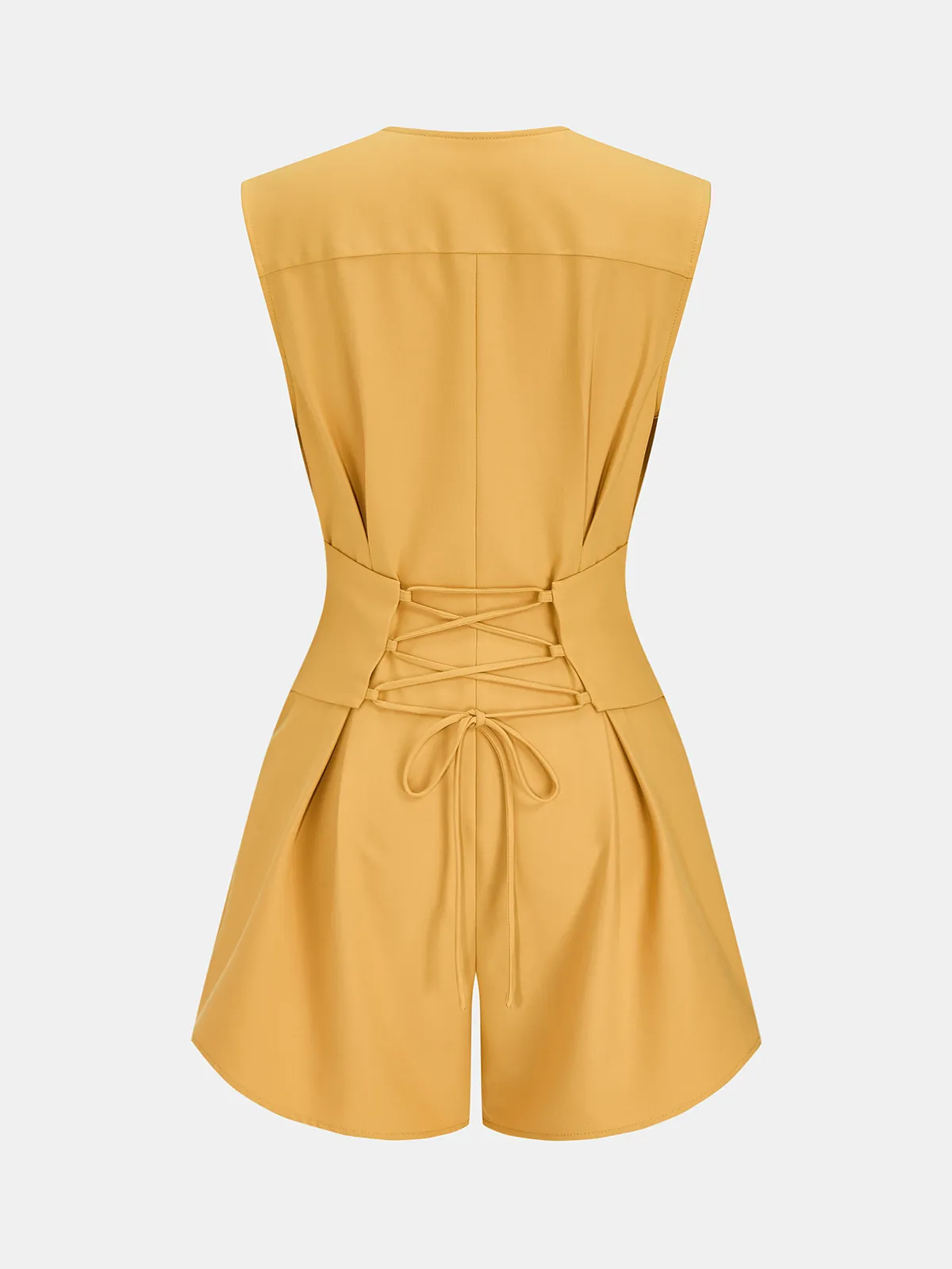 Sleeveless V Neck Cinched Waist Romper sold by COMMENSE product image thumbnail 3