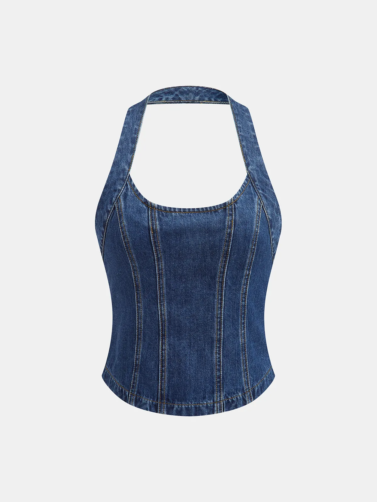 Denim Halter Top & Shorts Set sold by COMMENSE product image thumbnail 3