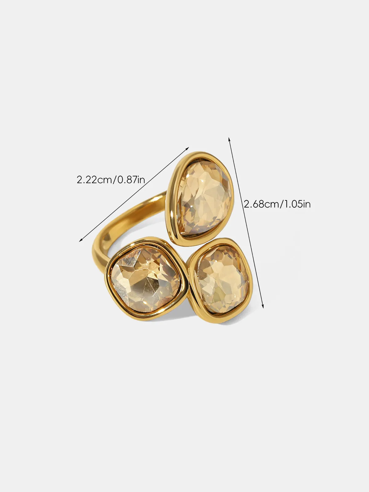Three Stone Crystal Statement Ring sold by COMMENSE product image thumbnail 3