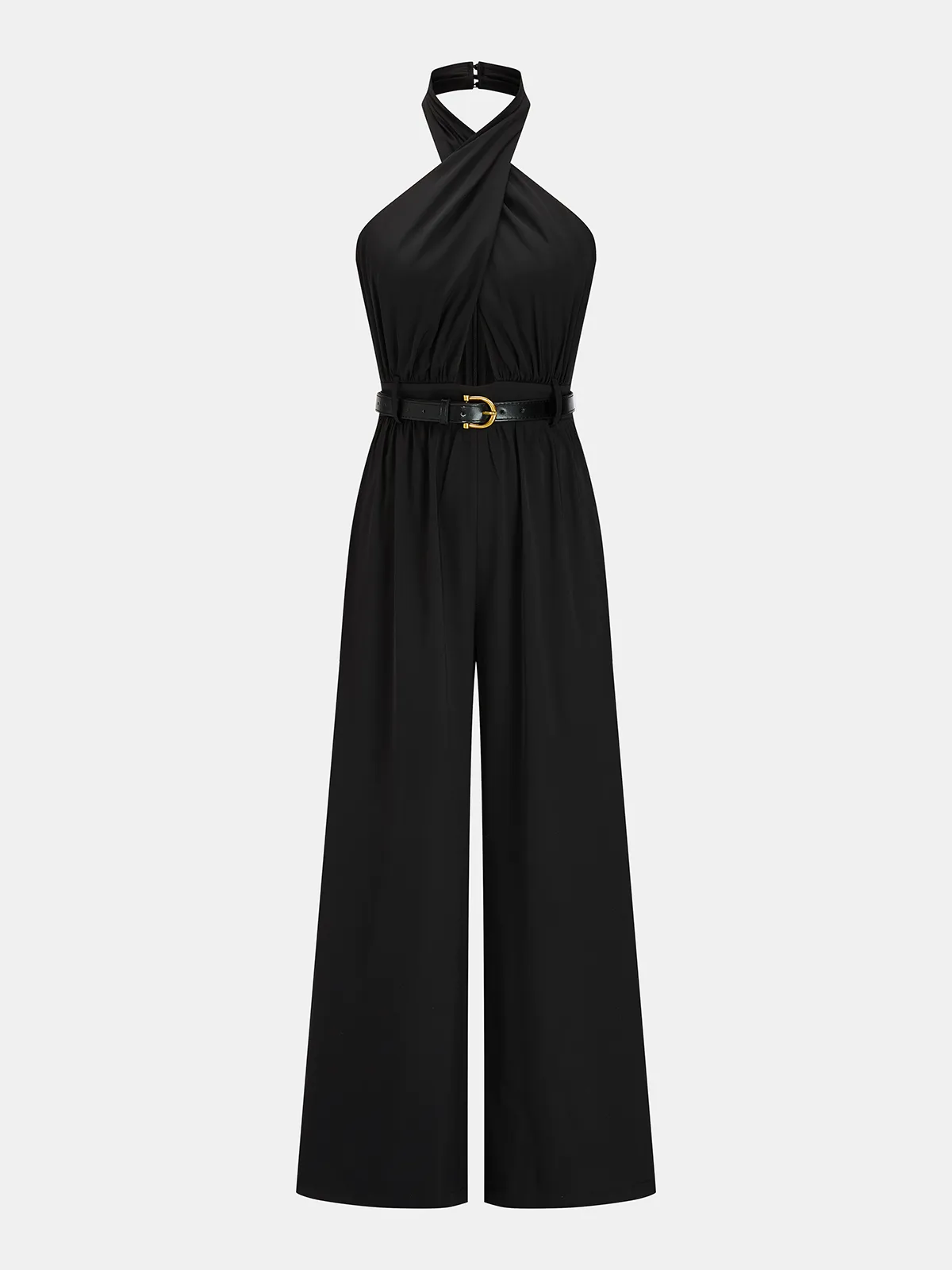 Cross Halter Belted Wide Leg Jumpsuit sold by COMMENSE product image thumbnail 2