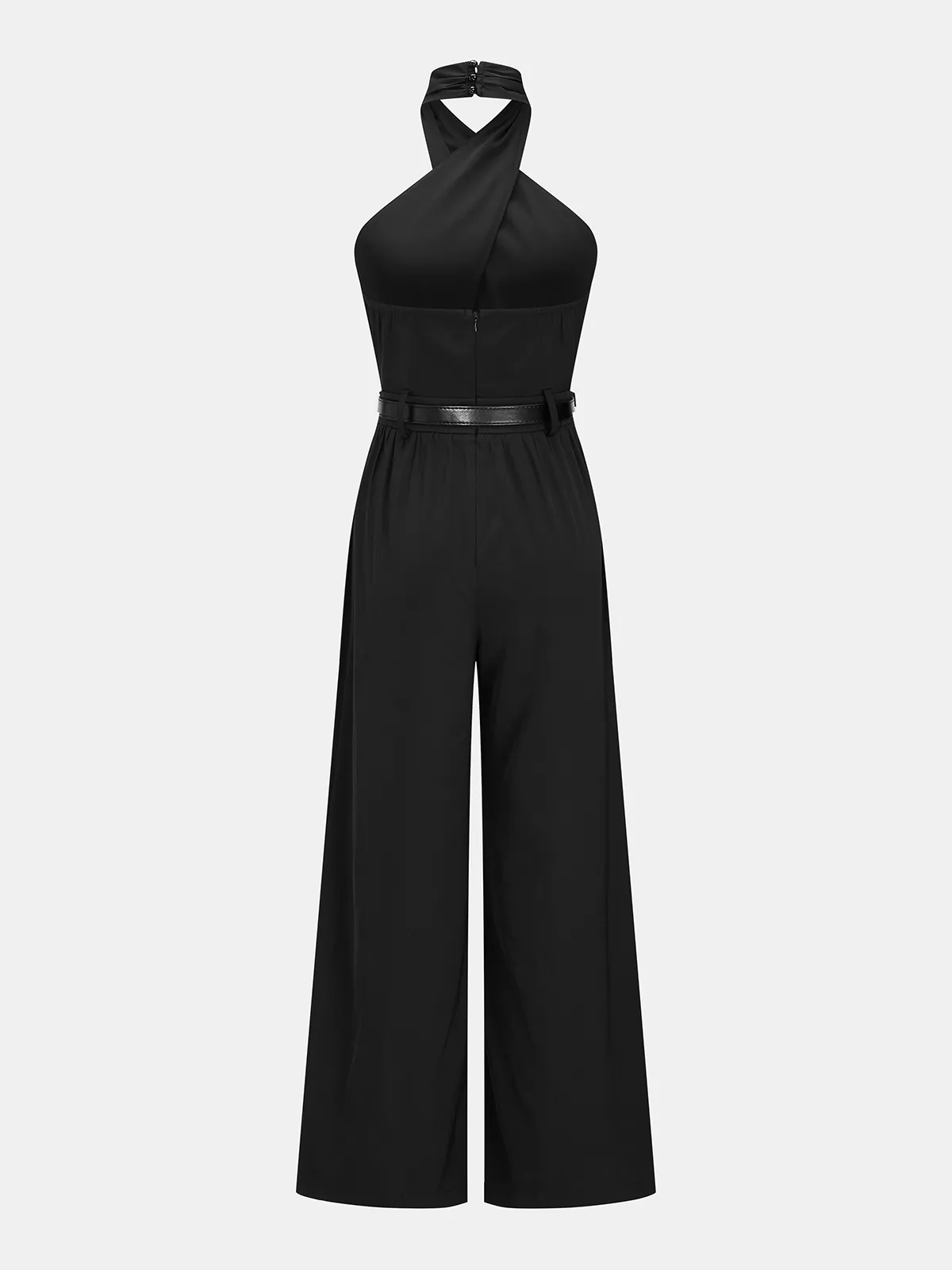 Cross Halter Belted Wide Leg Jumpsuit sold by COMMENSE product image thumbnail 3