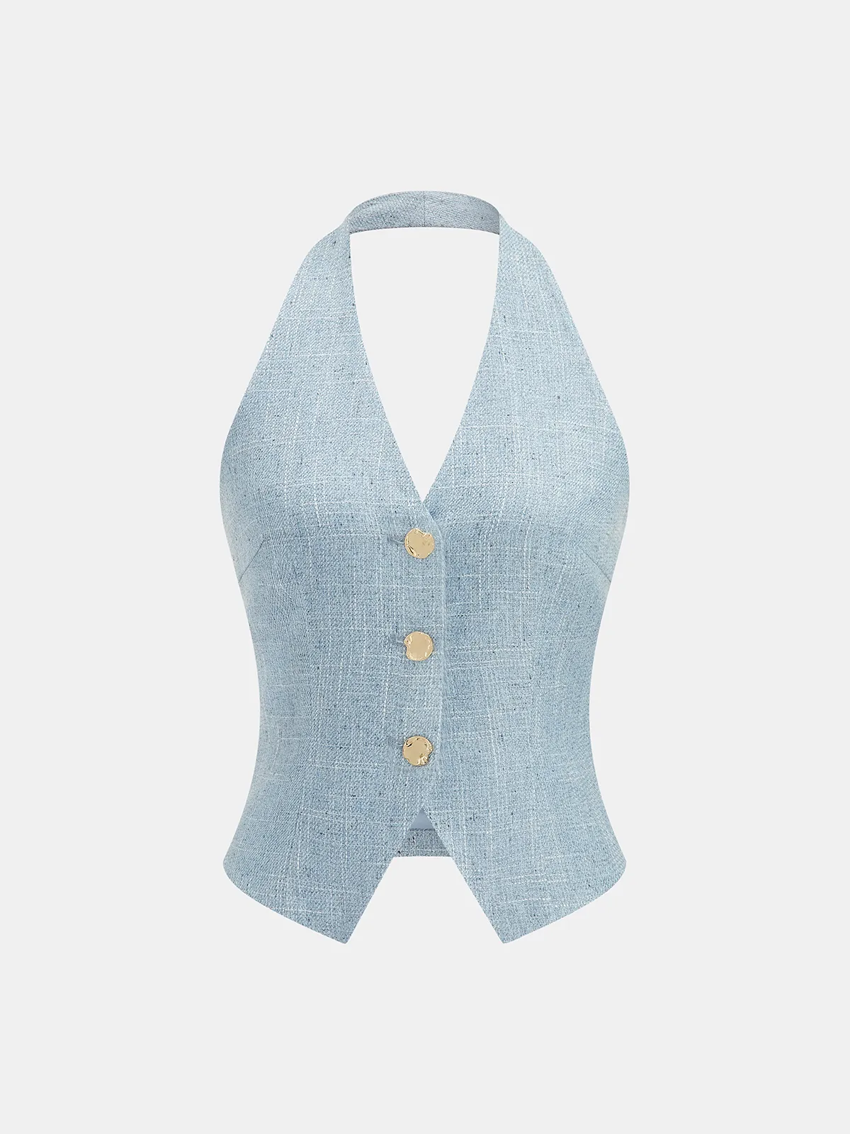Textured Halter V-Neck Vest & Shorts Set sold by COMMENSE product image thumbnail 3
