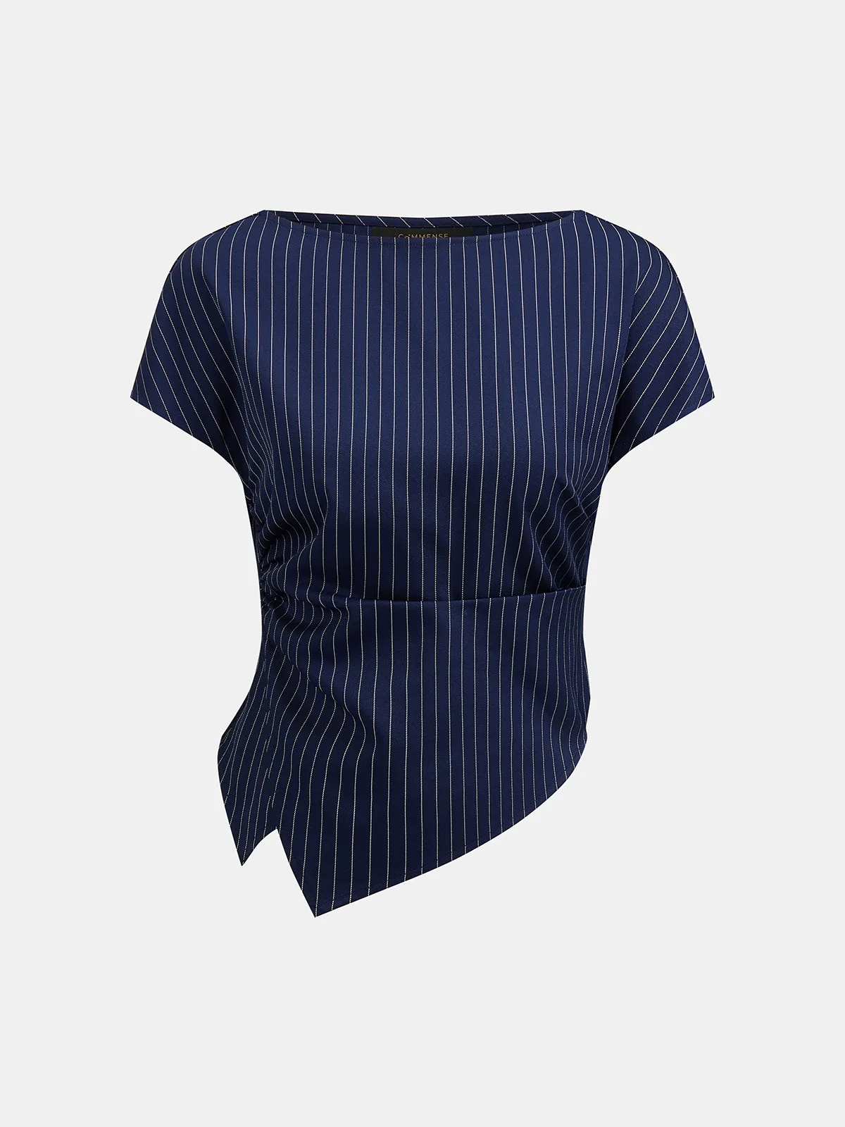 Asymmetric Pinstripe Top & Pleated Pants Set sold by COMMENSE product image thumbnail 3