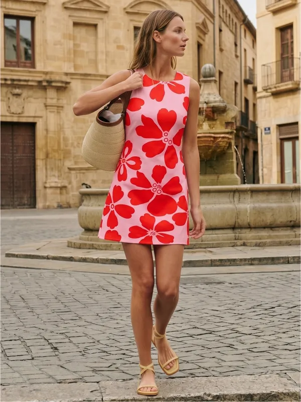 Large Floral Sleeveless Mini Dress made by COMMENSE