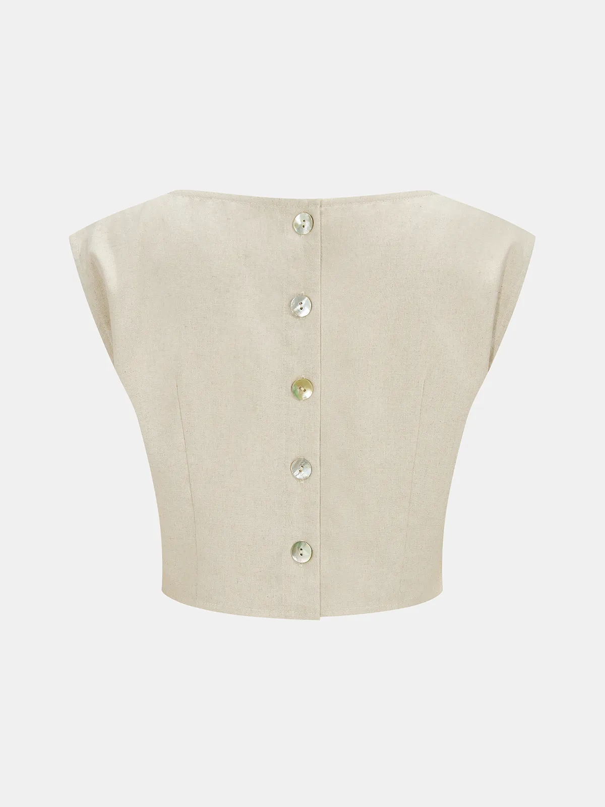 Linen-Blend Crop Top & Belted Pleated Pants Set sold by COMMENSE product image thumbnail 4