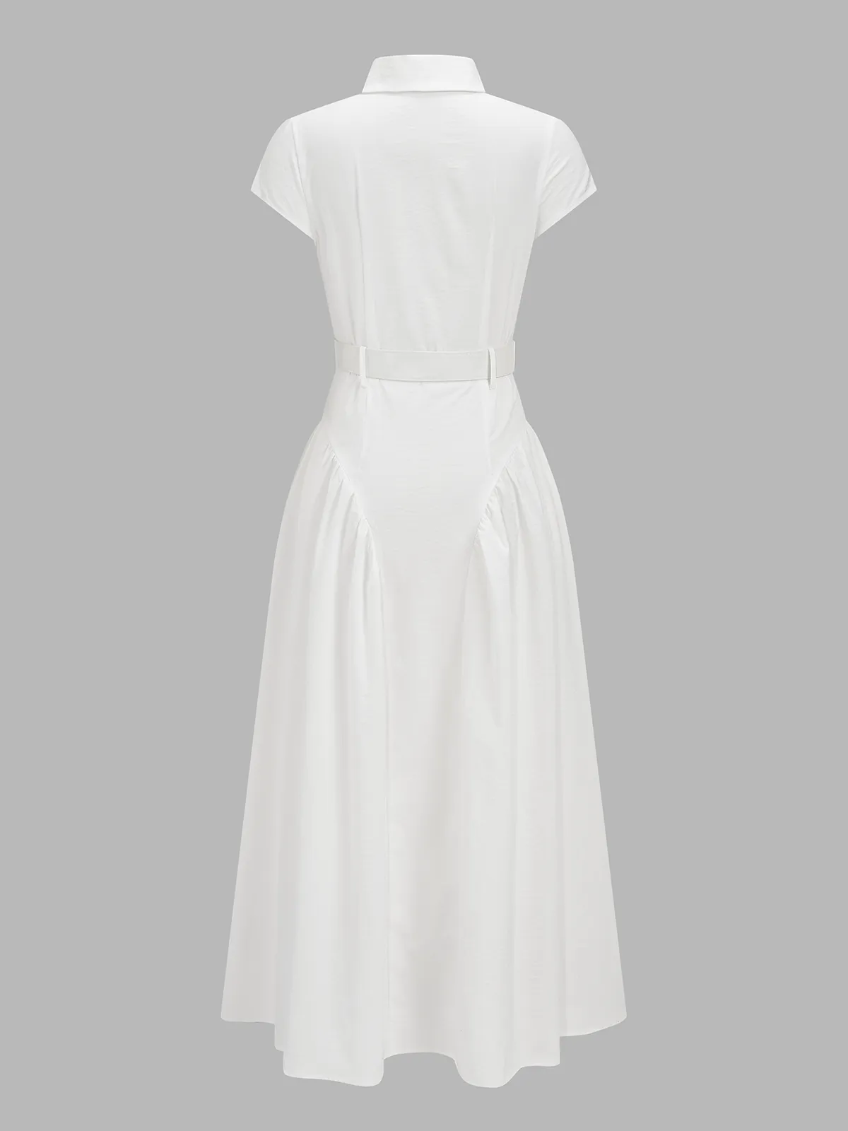 Belted Button Short Sleeve Maxi Shirt Dress sold by COMMENSE product image thumbnail 3