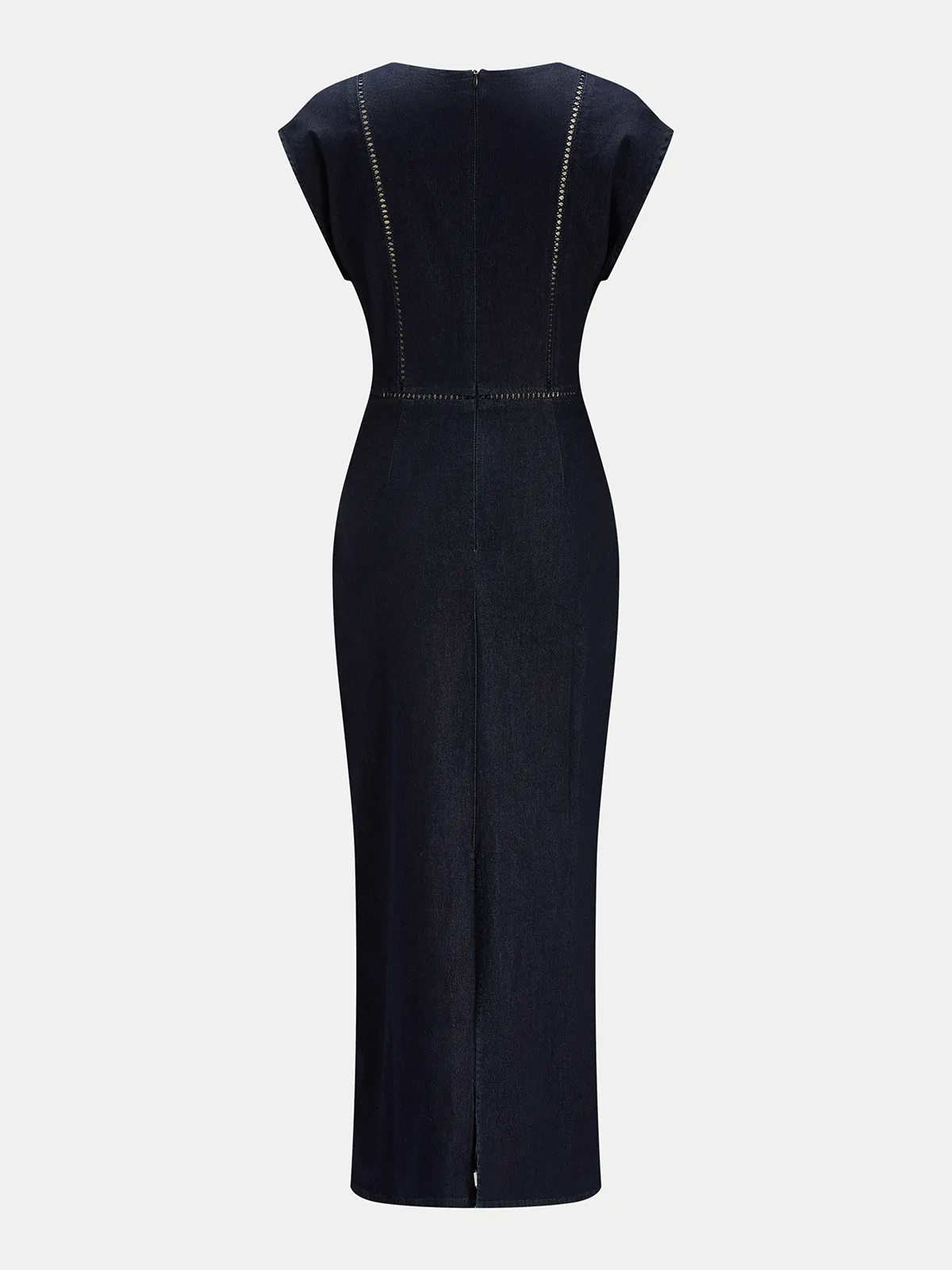 V Neck Bodycon Denim Midi Dress sold by COMMENSE product image thumbnail 3