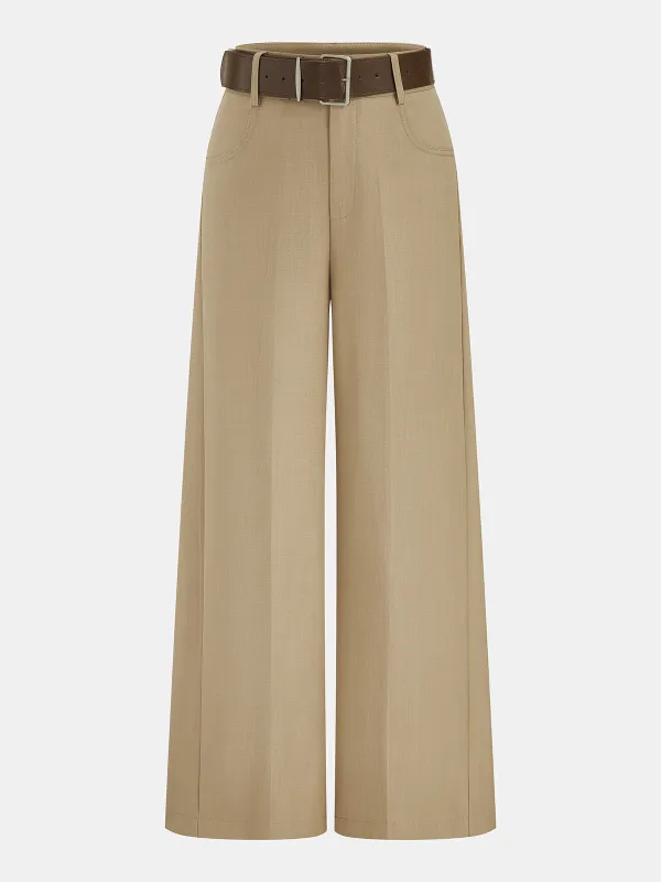 Mid-Waist Belted Wide Leg Pants made by COMMENSE