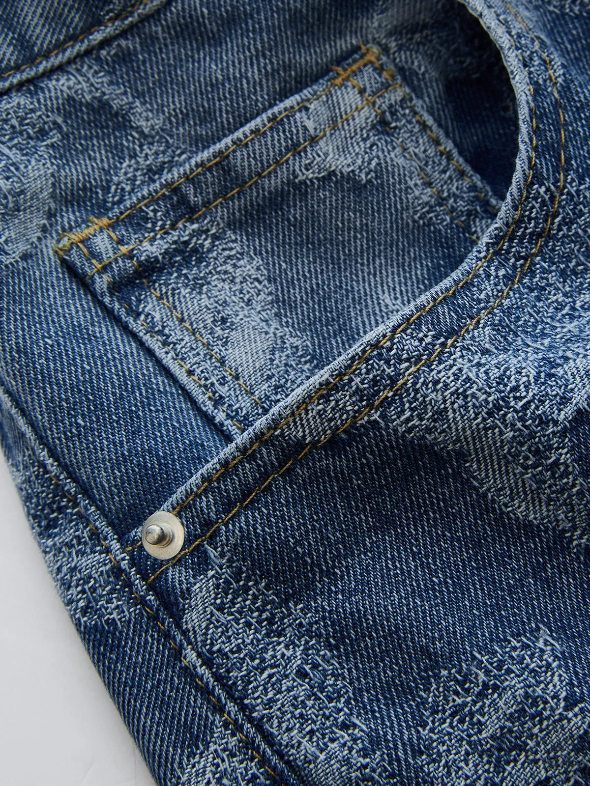 Leaf Jacquard Curved Barrel Leg Jeans sold by COMMENSE product image thumbnail 4