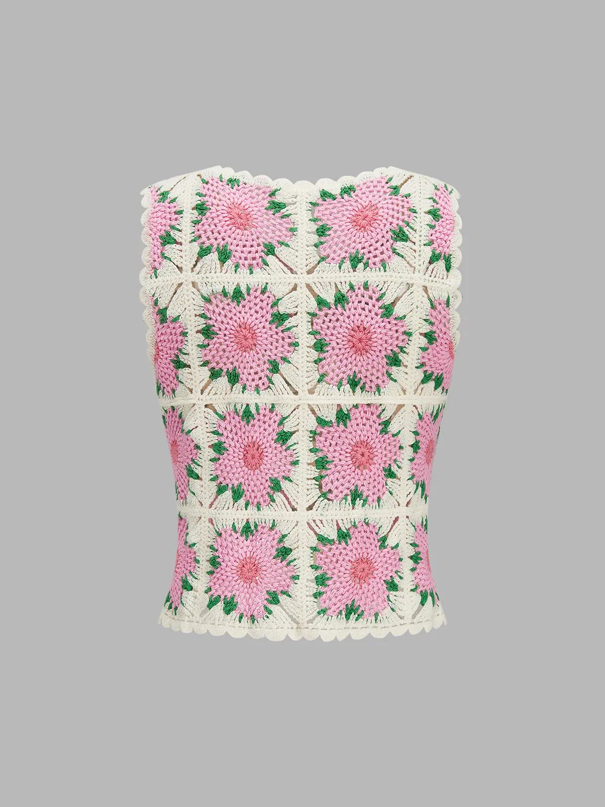 Floral Crochet Sleeveless Knit Vest sold by COMMENSE product image thumbnail 2