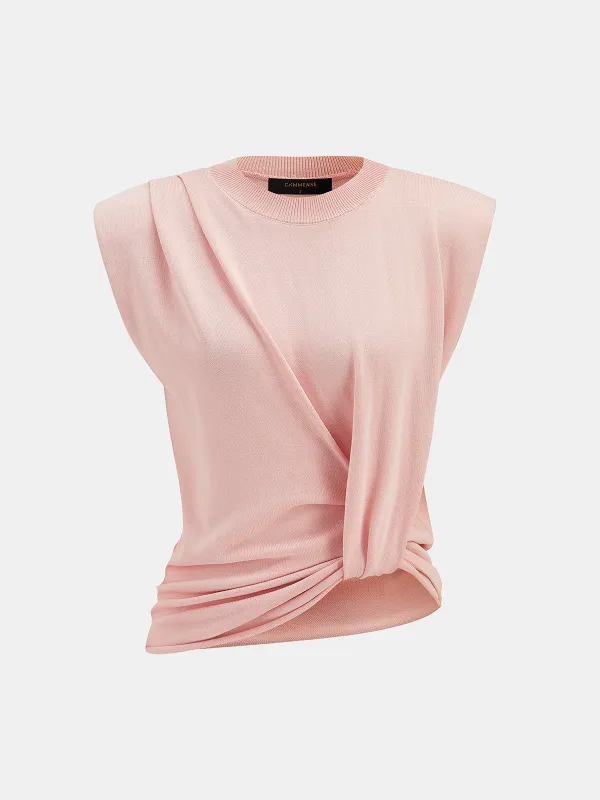 Twisted Waist Sleeveless Knit Top made by COMMENSE