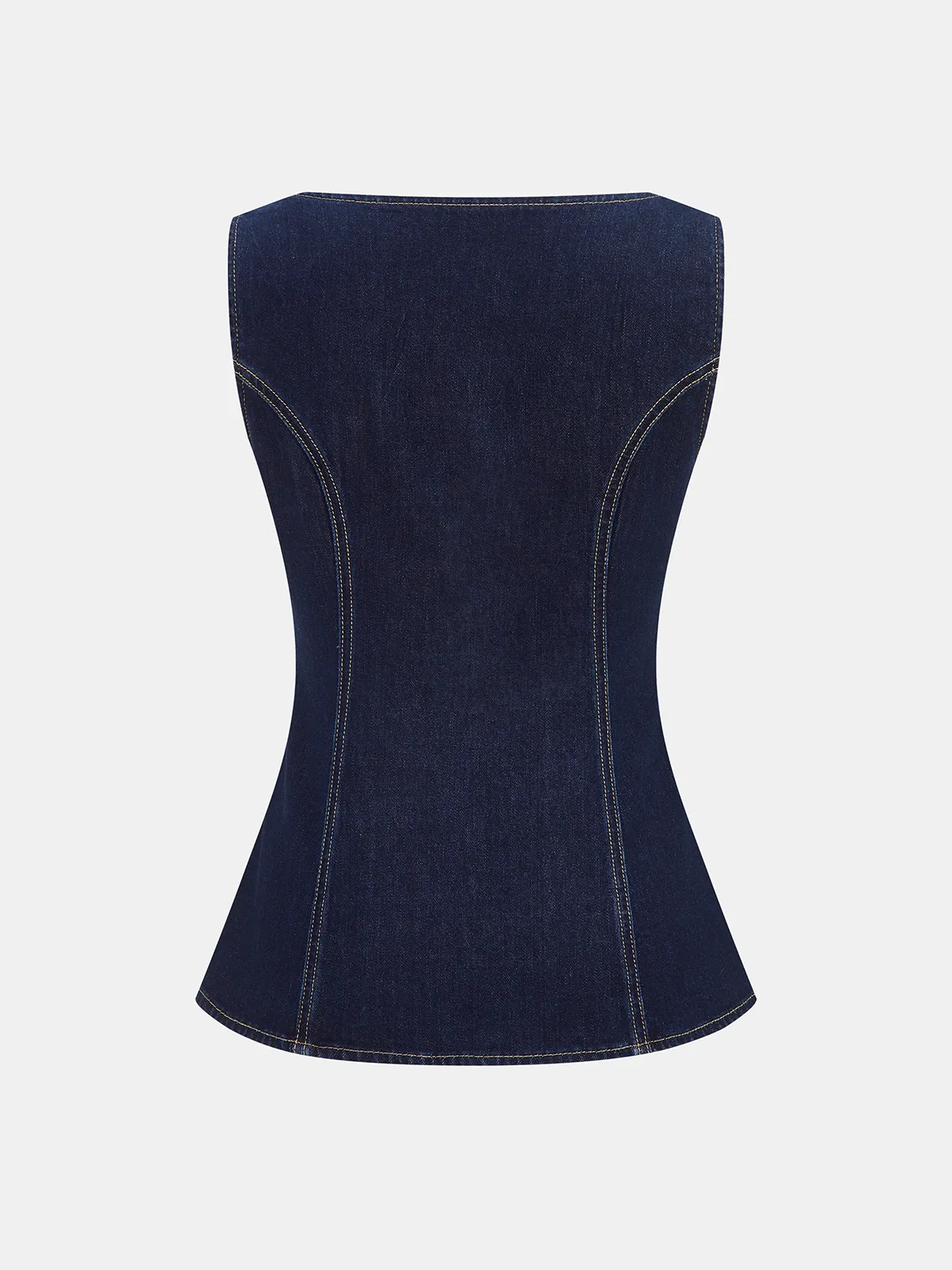 Denim Square-Neck Vest & Mini Skirt Set sold by COMMENSE product image thumbnail 3