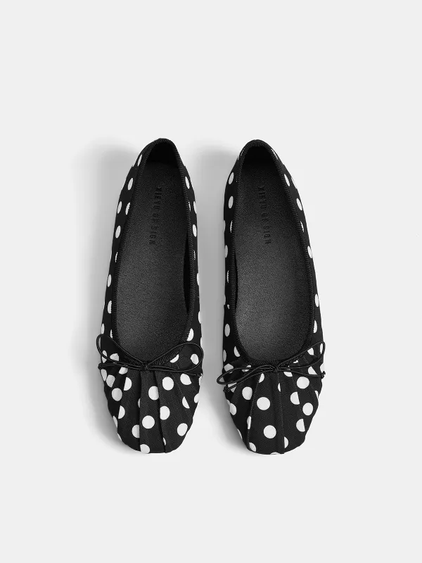 Polka Dot Bow Ballet Flats made by COMMENSE