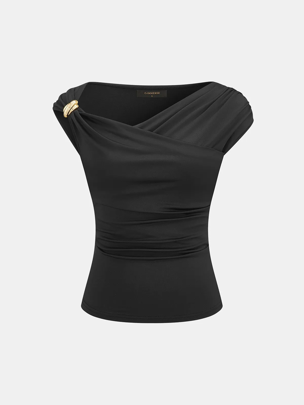 Asymmetric Neckline Ring Detail Top sold by COMMENSE product image thumbnail 2