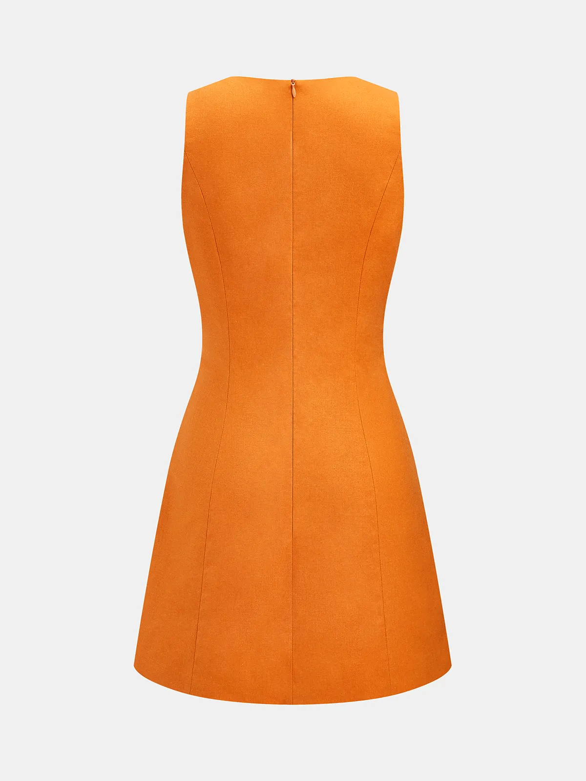 Linen-Blend Keyhole Neck Sleeveless Mini Dress sold by COMMENSE product image thumbnail 3