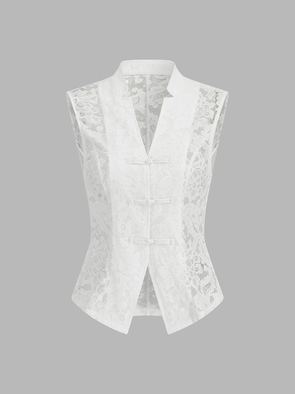 Mandarin Collar Lace Frog Button Vest sold by COMMENSE product image thumbnail 2