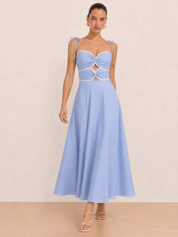 Cutout Tie Strap Maxi Dress made by COMMENSE