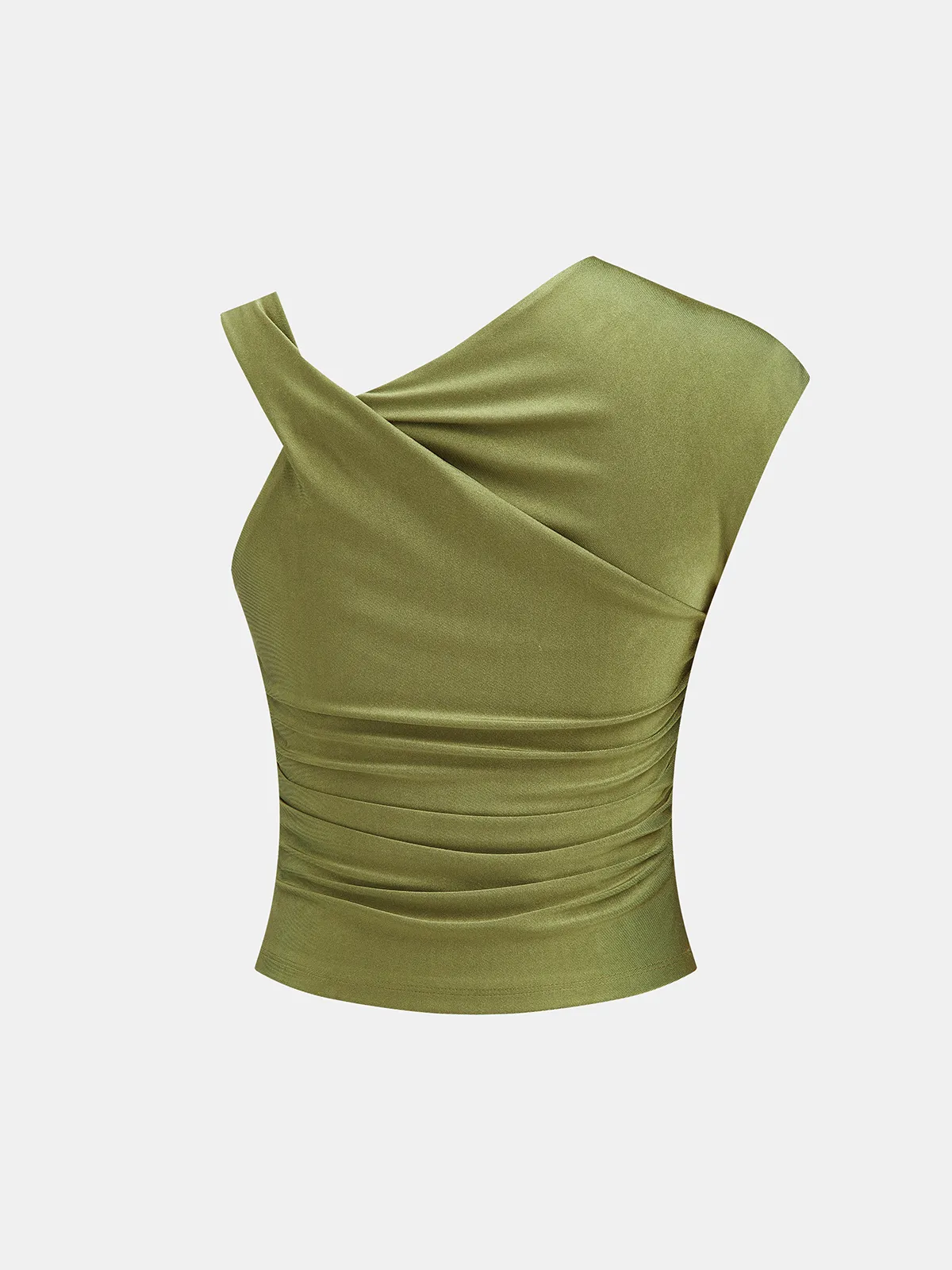 Asymmetric Ruched Sleeveless Top sold by COMMENSE product image thumbnail 2