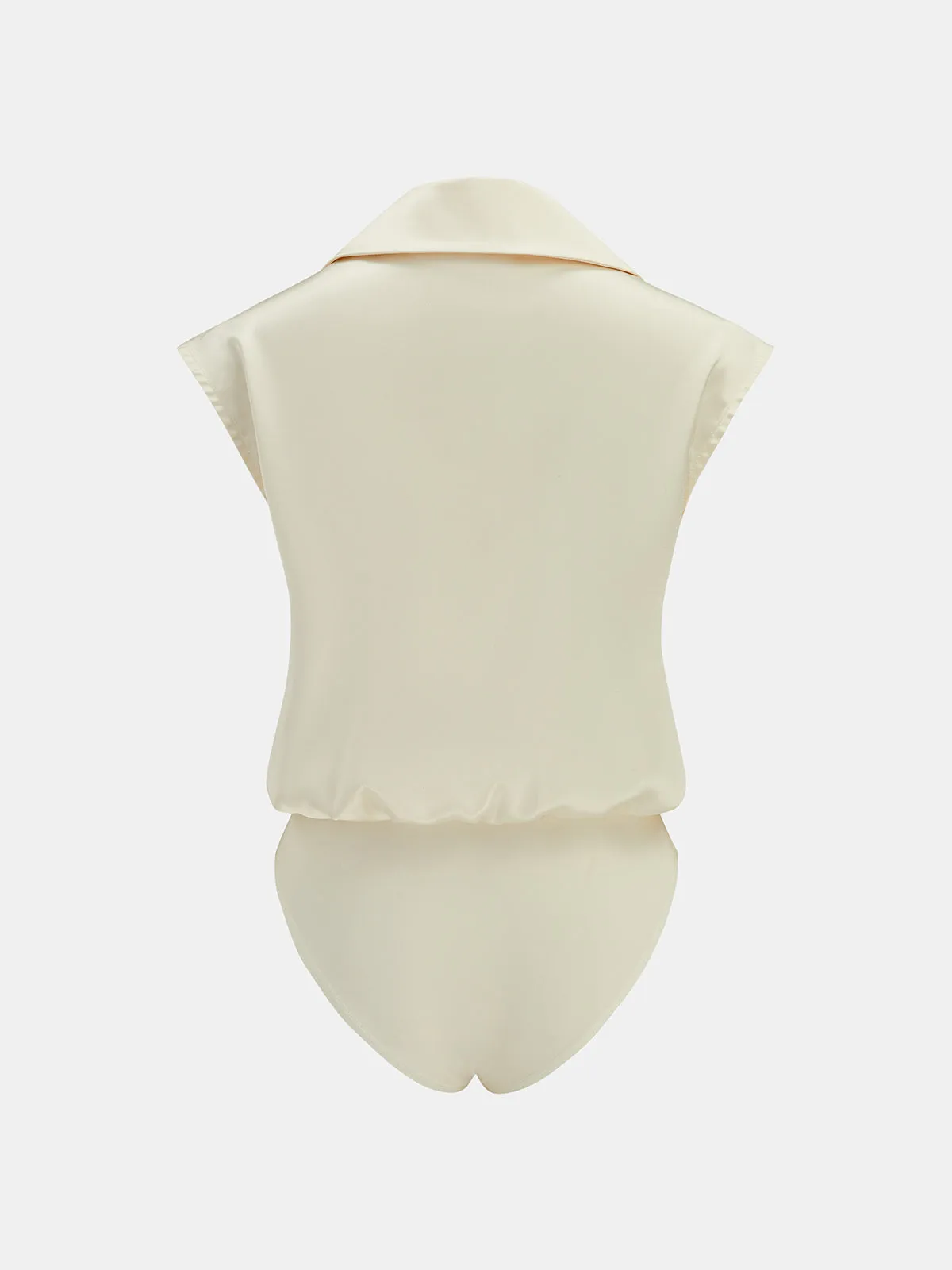 Satin Sleeveless Metal Button Shirt Bodysuit sold by COMMENSE product image thumbnail 2