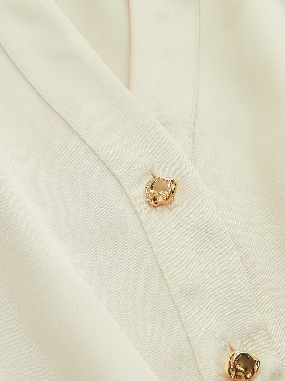 Satin Sleeveless Metal Button Shirt Bodysuit sold by COMMENSE product image thumbnail 3