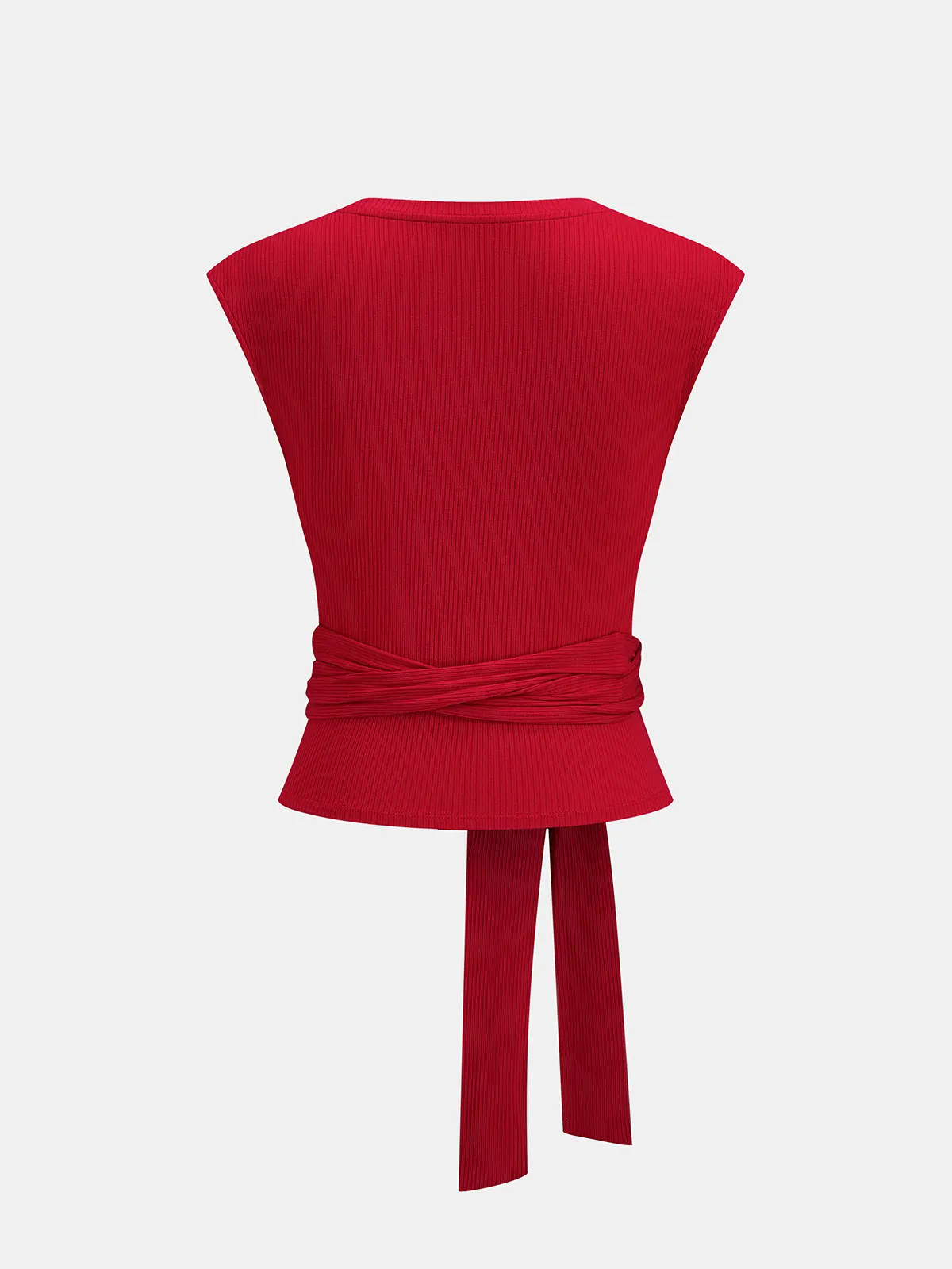 Tie-Waist Ribbed Knit Top sold by COMMENSE product image thumbnail 2
